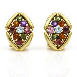 H Stern Multi-Color Gemstone Clip On Earrings in 18k Yellow Gold